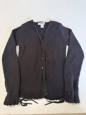 Canyon River Blues Women's Dark Black Ribbed Button-Up Cardigan